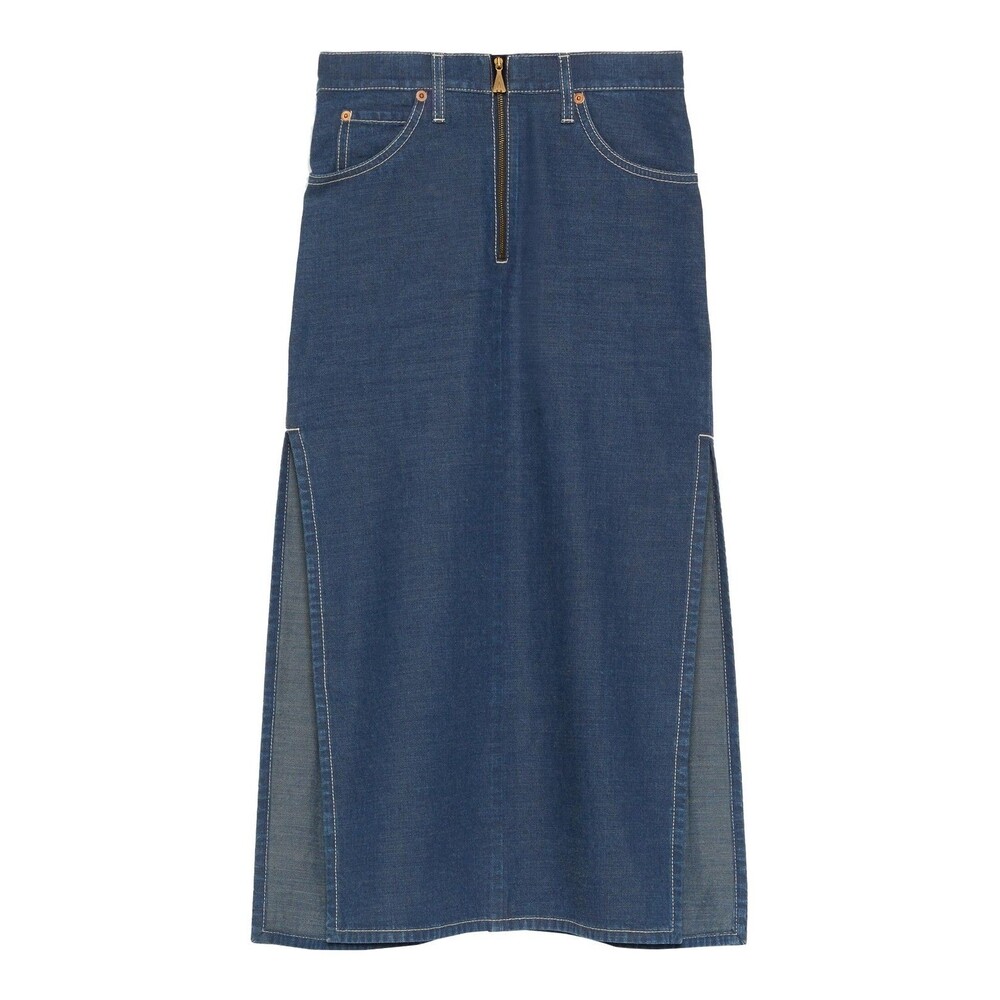 GUCCI Denim Midi Skirt, IT 36 (fits XXS to S), NWT - Picture 3 of 16